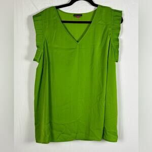 NWT Vince Camuto Lime Green V-Neck Silk Blouse- PLUS 2X